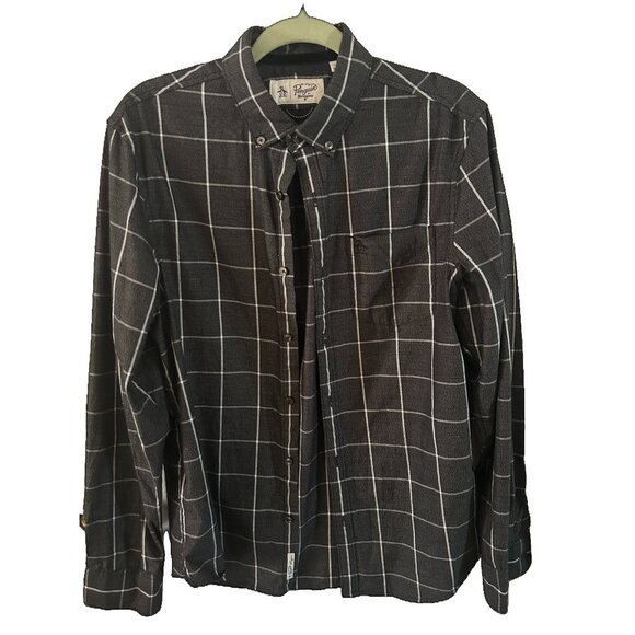 Original Penguin Men's Medium Plaid Long Sleeve Shirt - Picture 1 of 3